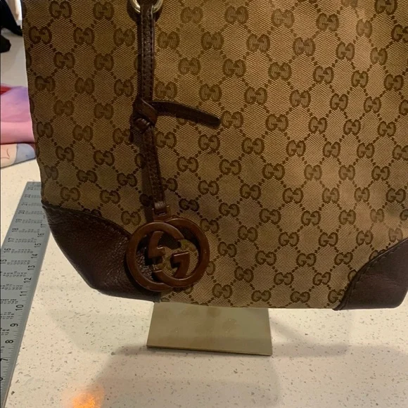 Gucci Brown Monogram Tote Bag EUC - Picture 2 of 13